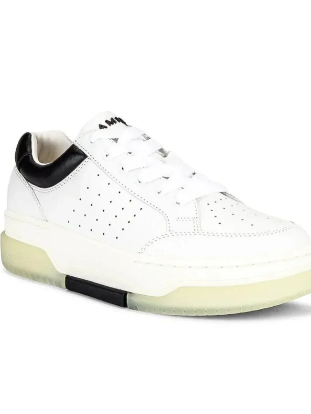 AMIRI Men's White Black Stadium Low-Top Lace-Up Sneakers Shoes